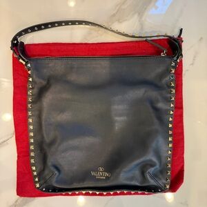 Valentino Authentic Black Studded Shoulder Bag